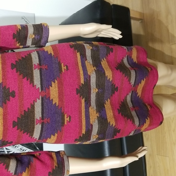 Anthropologie Everly Aztec Knit Bodycon Dress / Sz S / Red, purple - Picture 7 of 17